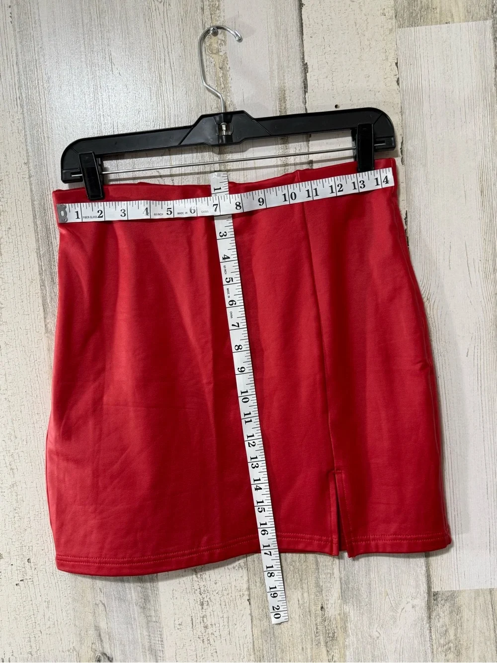 Red Faux Leather Mini Skirt with Front Slit by Chocolate